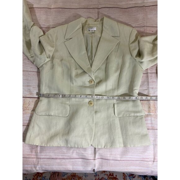Loft Women's Classic Beige Linen Blend Button front Blazer - 14 - Picture 8 of 12